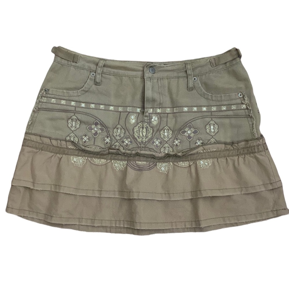 Da-Nang Taupe Embellished Mini Skirt